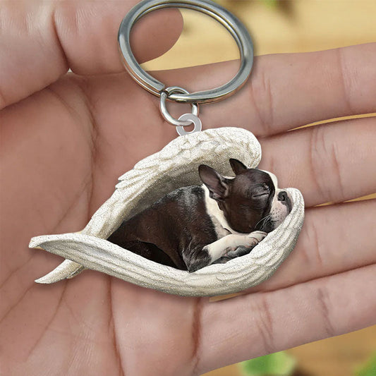 Sleeping Angel Acrylic Keychain Boston Terrier SA005