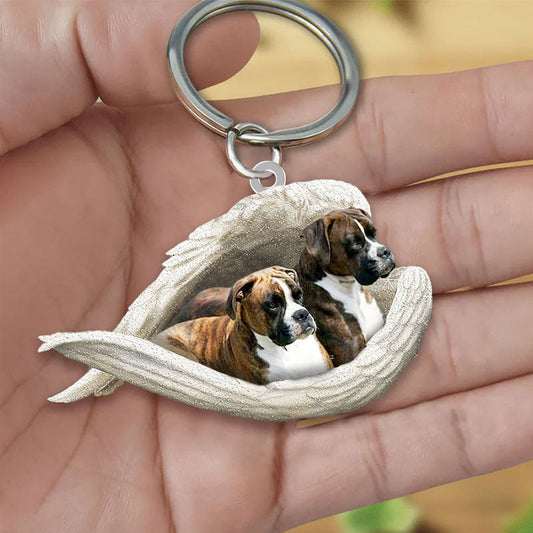 Sleeping Angel Acrylic Keychain Brindle Boxer SA021