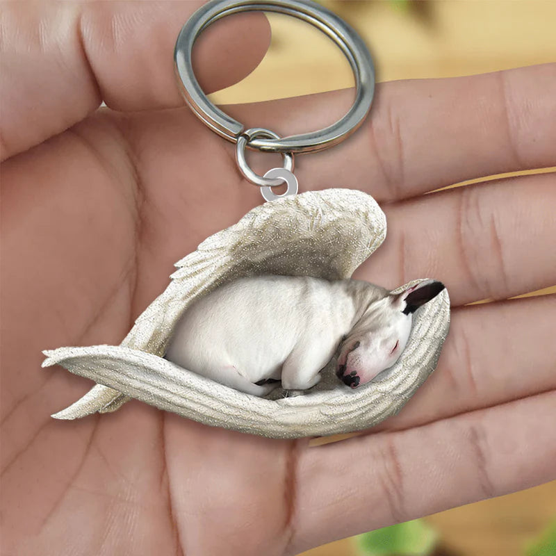 Sleeping Angel Acrylic Keychain Bull Terrier SA041