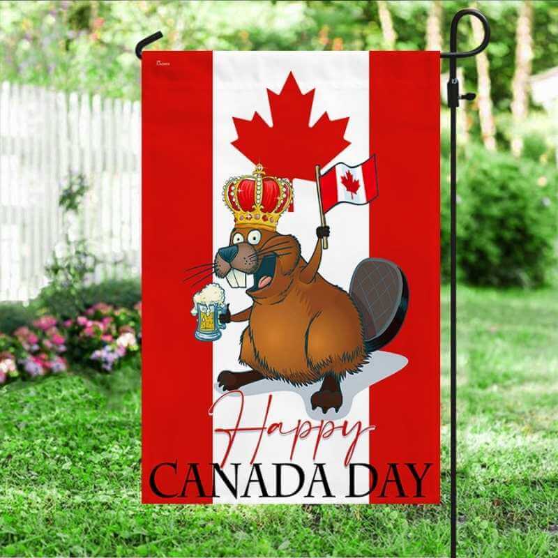 Happy Canada Day Flag Funny Beaver