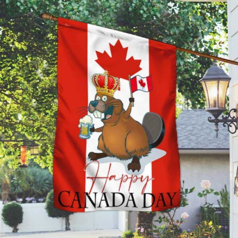 Happy Canada Day Flag Funny Beaver