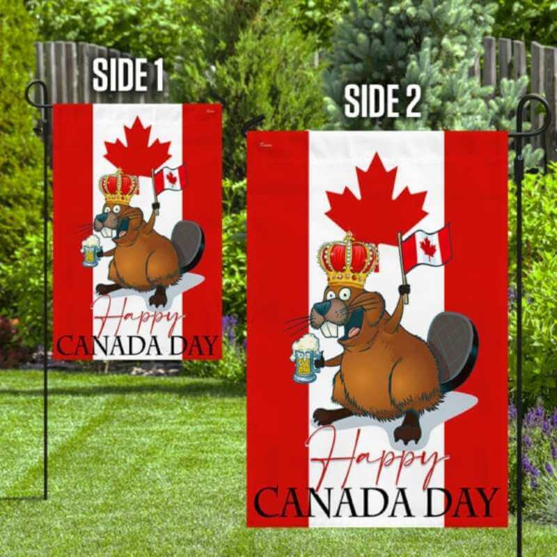 Happy Canada Day Flag Funny Beaver