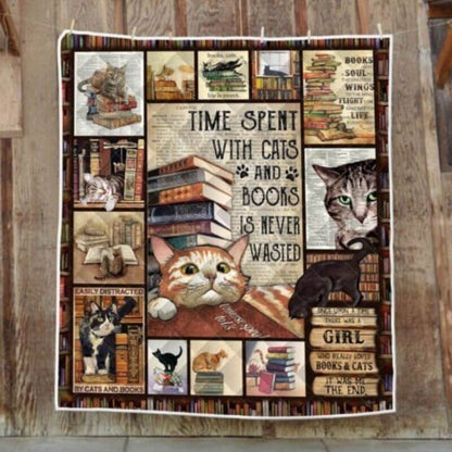 Cats And Books - A427 - Premium Blanket