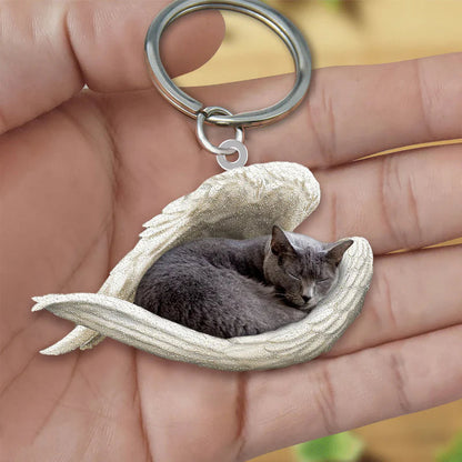 Sleeping Angel Acrylic Keychain Chartreux Cat SA120