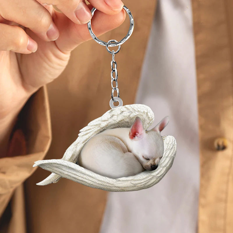 Sleeping Angel Acrylic Keychain Chihuahua SA074