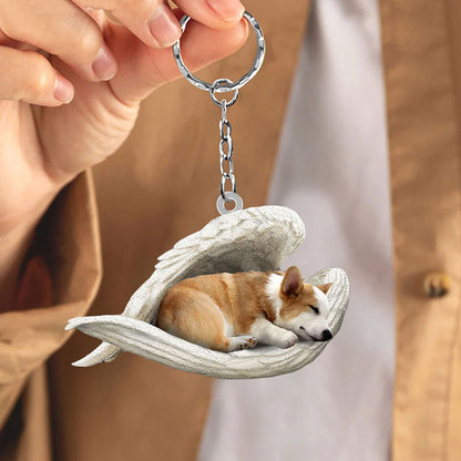 Sleeping Angel Acrylic Keychain Corgi SA023