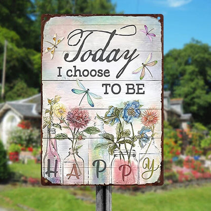 Choose Happiness: Inspirational Garden Metal Sign for Home Wall Decor