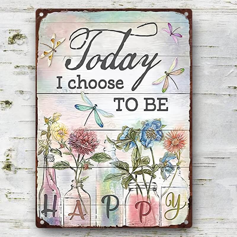 Choose Happiness: Inspirational Garden Metal Sign for Home Wall Decor