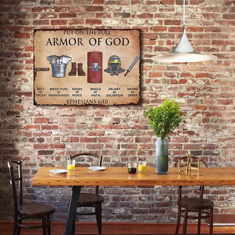 Metal Sign Put On The Full Armor Of God Vintage Plaque Decor, Wall Decor, Room Decor, Home Decor