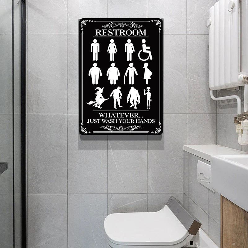 Whatever Just Wash Your Hands - Restroom Metal Sign - Home Decoration - Wall Art Decor - Funny Restroom Decor