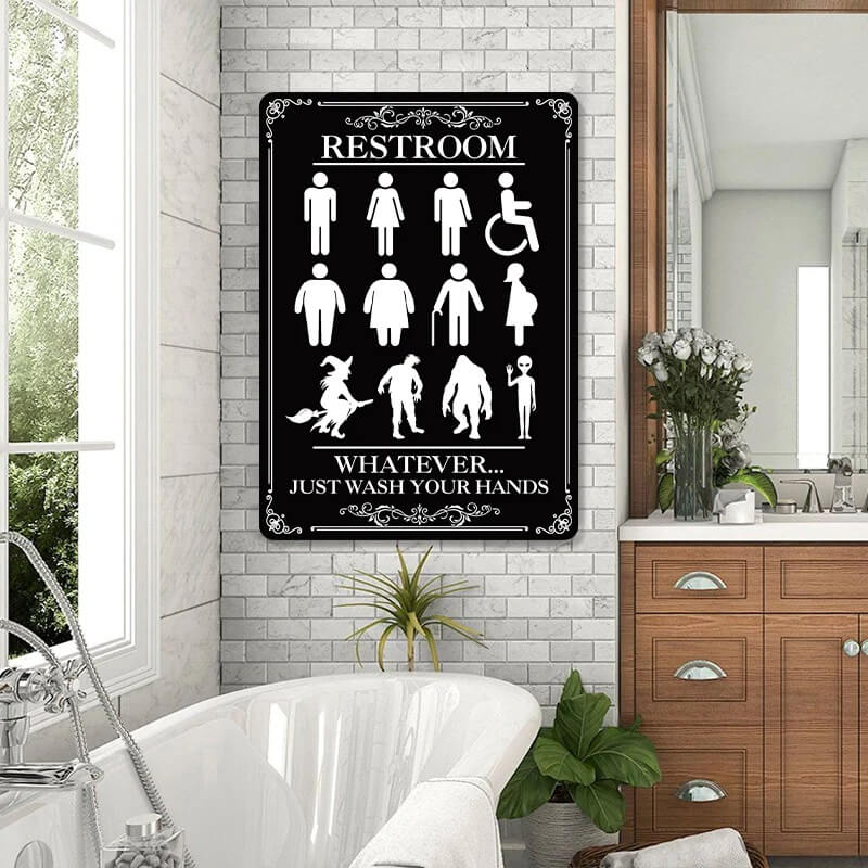 Whatever Just Wash Your Hands - Restroom Metal Sign - Home Decoration - Wall Art Decor - Funny Restroom Decor