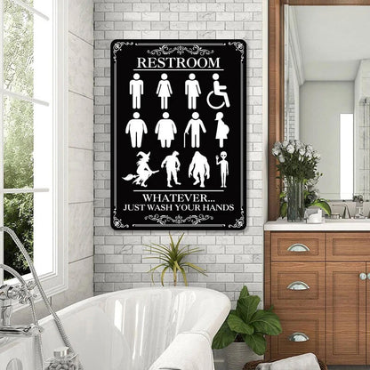 Whatever Just Wash Your Hands - Restroom Metal Sign - Home Decoration - Wall Art Decor - Funny Restroom Decor