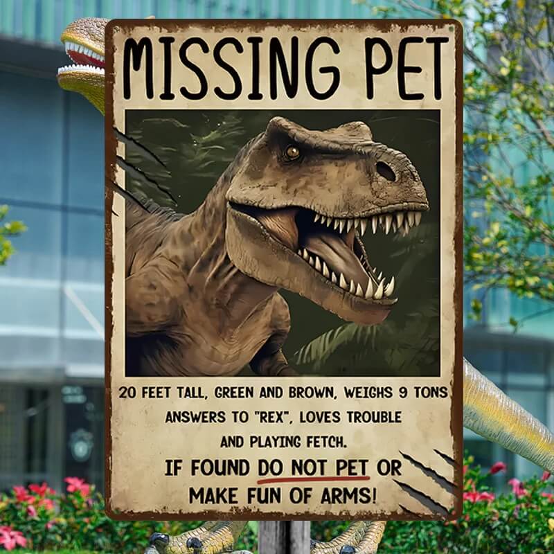 Dinosaur Metal Signs, Vintage Missing Pet Retro Decorative For Home Bedroom Coffee Club