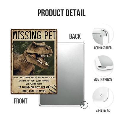 Dinosaur Metal Signs, Vintage Missing Pet Retro Decorative For Home Bedroom Coffee Club