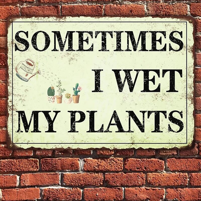 Garden Metal Sign Funny Garden Decor Sometimes I Wet My Plants Sign Farmhouse Wall Fence Decoration