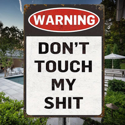 Metal Sign Wall Art Decoration - Warning Don't Touch My - Vintage Retro Sign For Home Decor Garage Decor