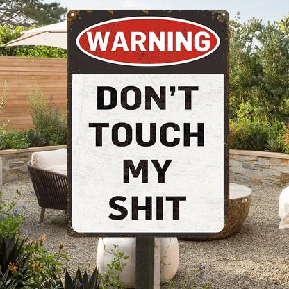 Metal Sign Wall Art Decoration - Warning Don't Touch My - Vintage Retro Sign For Home Decor Garage Decor