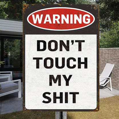 Metal Sign Wall Art Decoration - Warning Don't Touch My - Vintage Retro Sign For Home Decor Garage Decor