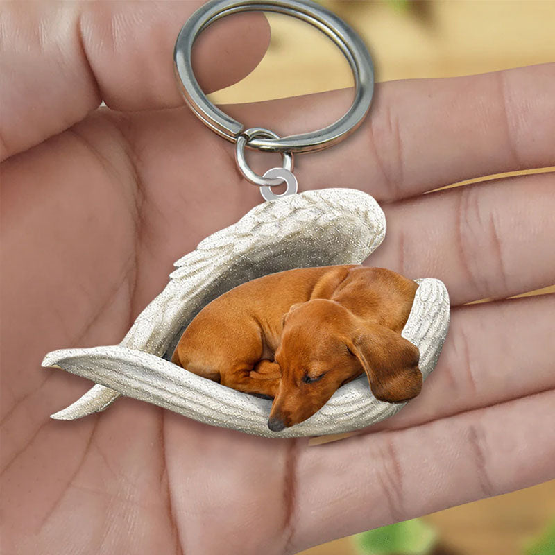 Sleeping Angel Acrylic Keychain Dachshund SA012