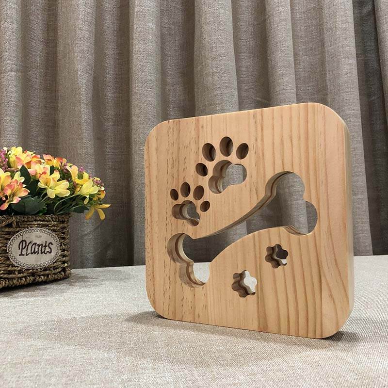 Dog Bone Wooden Decorative Light