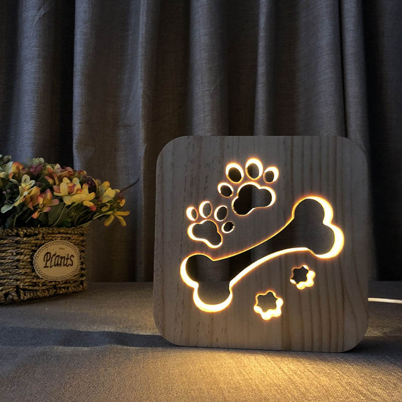 Dog Bone Wooden Decorative Light