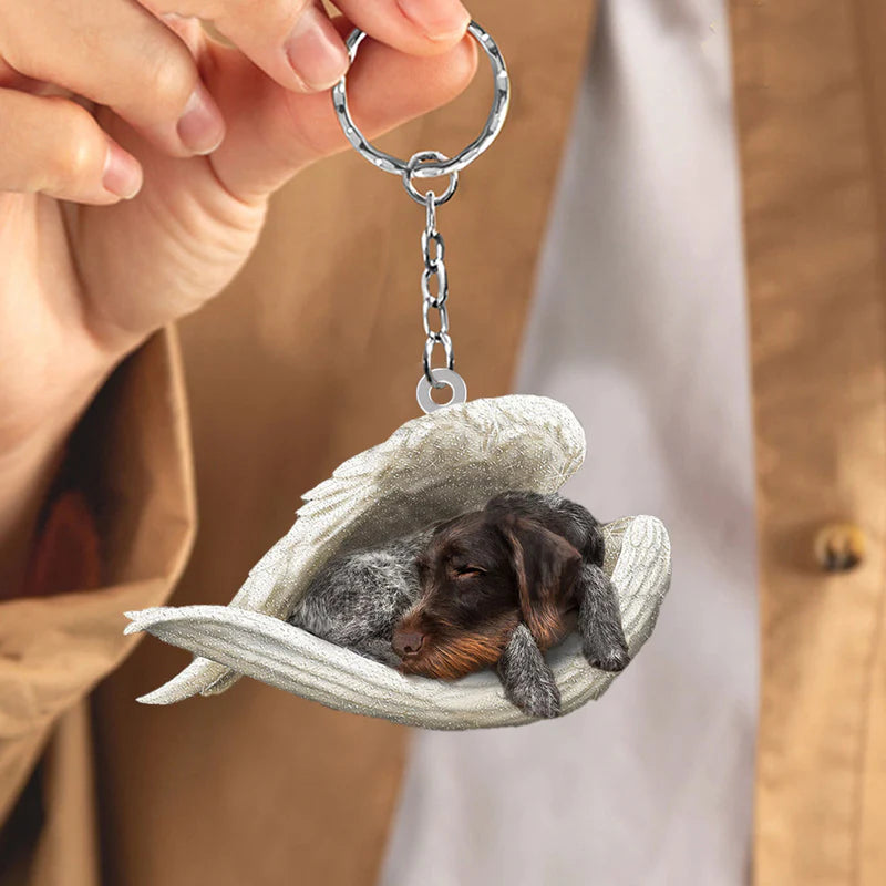 Sleeping Angel Acrylic Keychain German Wirehaired Pointer SA098