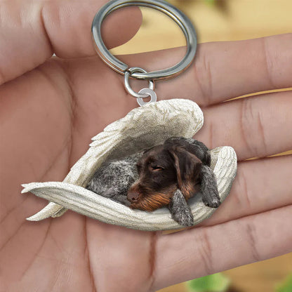 Sleeping Angel Acrylic Keychain German Wirehaired Pointer SA098