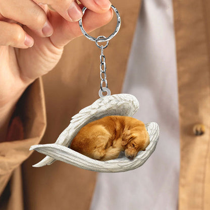 Sleeping Angel Acrylic Keychain Golden Retriever SA004