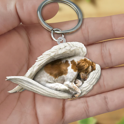 Sleeping Angel Acrylic Keychain Brittany Spaniel SA153