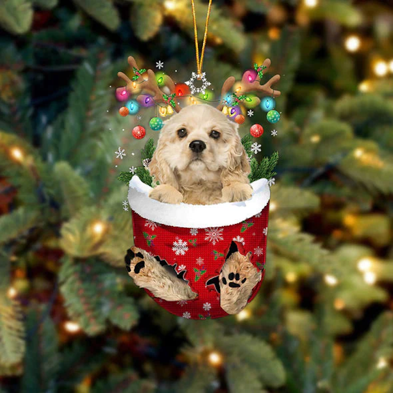 Cocker Spaniel In Snow Pocket Christmas Ornament SP091