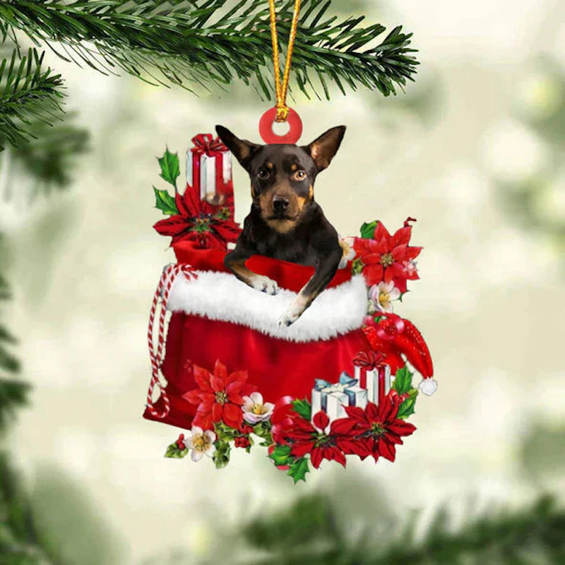 Australian Kelpie In Gift Bag Christmas Ornament GB035