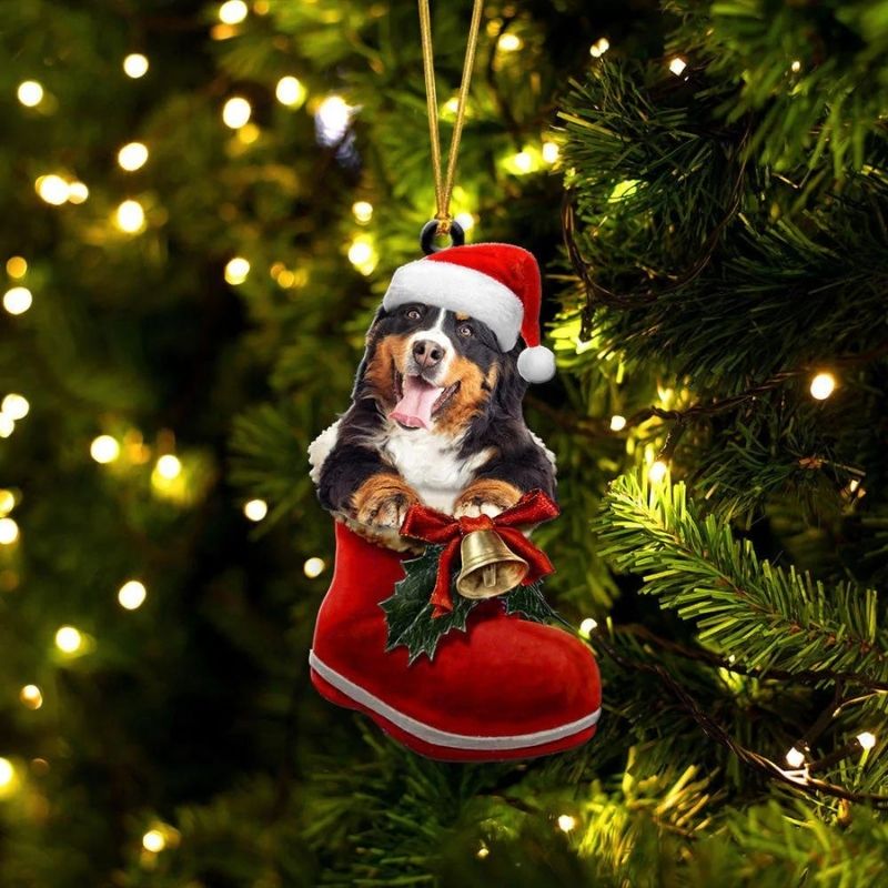 Bernese Mountain In Santa Boot Christmas Hanging Ornament SB074