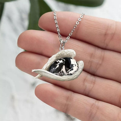 Great Dane Sleeping Angel Stainless Steel Necklace SN097