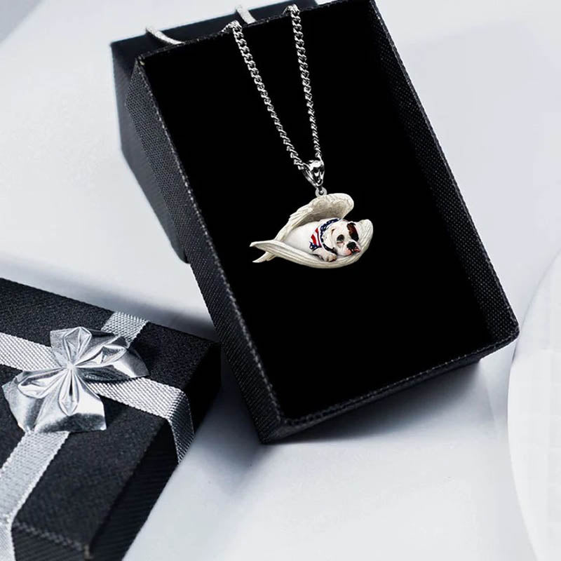 America Bulldog Sleeping Angel Stainless Steel Necklace SN135