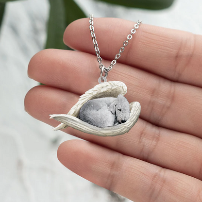 Bedlington Terrier Sleeping Angel Stainless Steel Necklace SN140