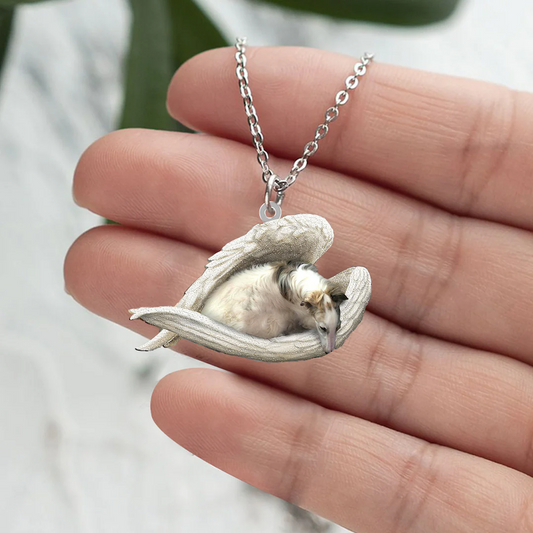 Borzoi Sleeping Angel Stainless Steel Necklace SN149