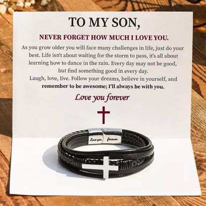 To My Son Love You Forever Cross Bracelet - Card027