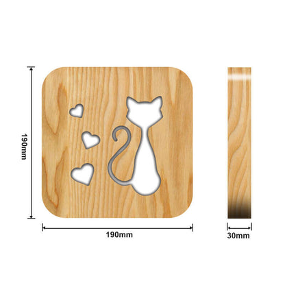 Love Cat Wooden Decorative Light