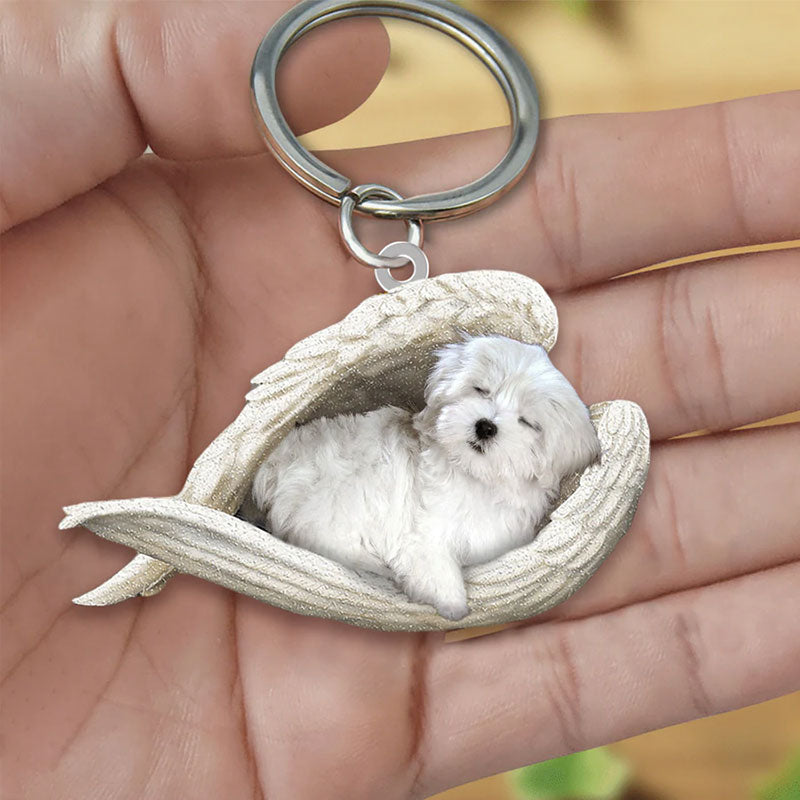 Sleeping Angel Acrylic Keychain Maltese SA018