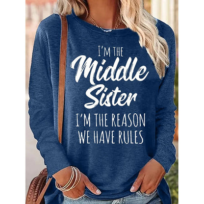 Women's Funny Sister Gift Casual Long Sleeve Top