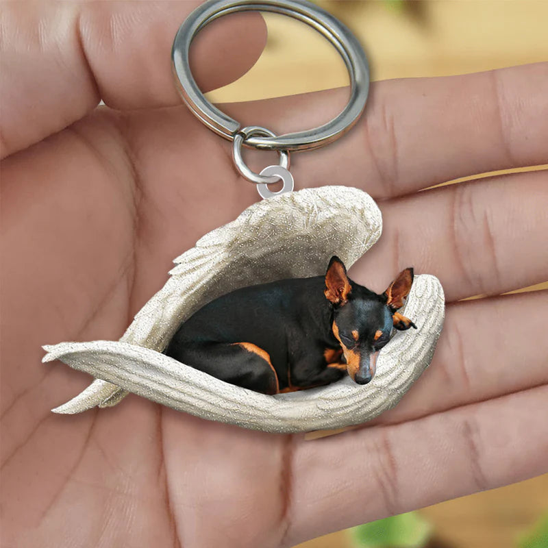 Sleeping Angel Acrylic Keychain Miniature Pinscher SA048