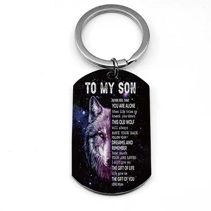 Mom To Son - Life Gave Me The Gift Of You - Wolf Multi Colors Personalized Keychain - A885