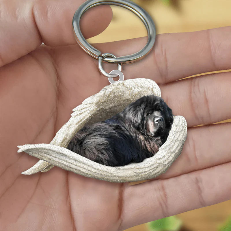 Sleeping Angel Acrylic Keychain New Foundland Dog SA083