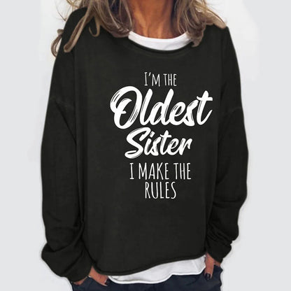 Sister Funny Crew Neck Casual Letter Sweatshirts