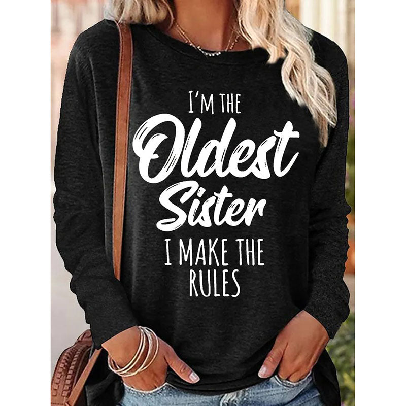 Women's Funny Sister Gift Casual Long Sleeve Top