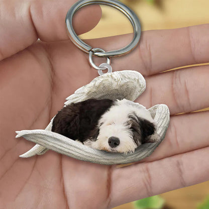 Sleeping Angel Acrylic Keychain Old English Sheepdog SA085