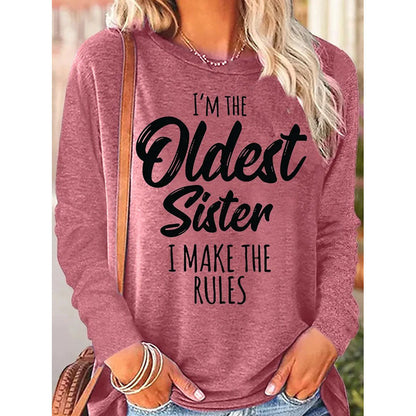 Women's Funny Sister Gift Casual Long Sleeve Top