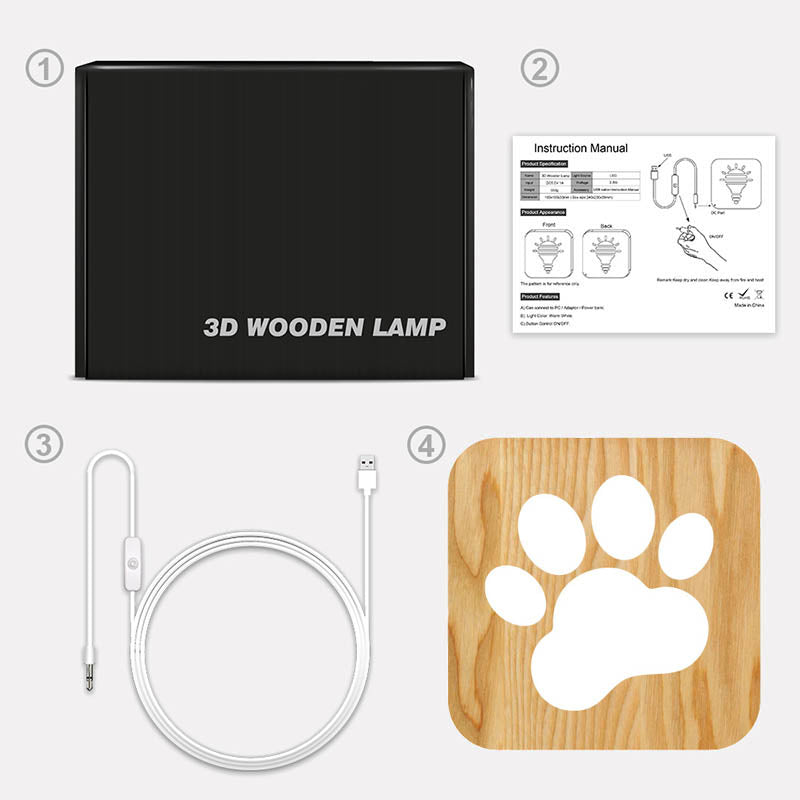 Paw Wooden Decorative Light