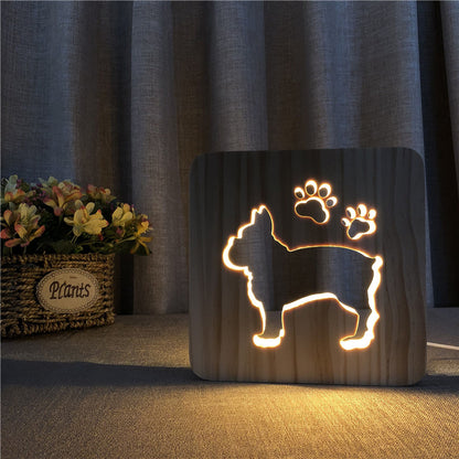 Dog Paw Wooden Decorative Light