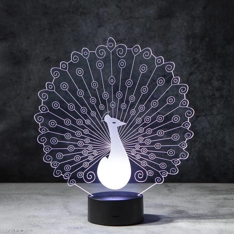 Peafowl Peacock 3D Illusion Lamp